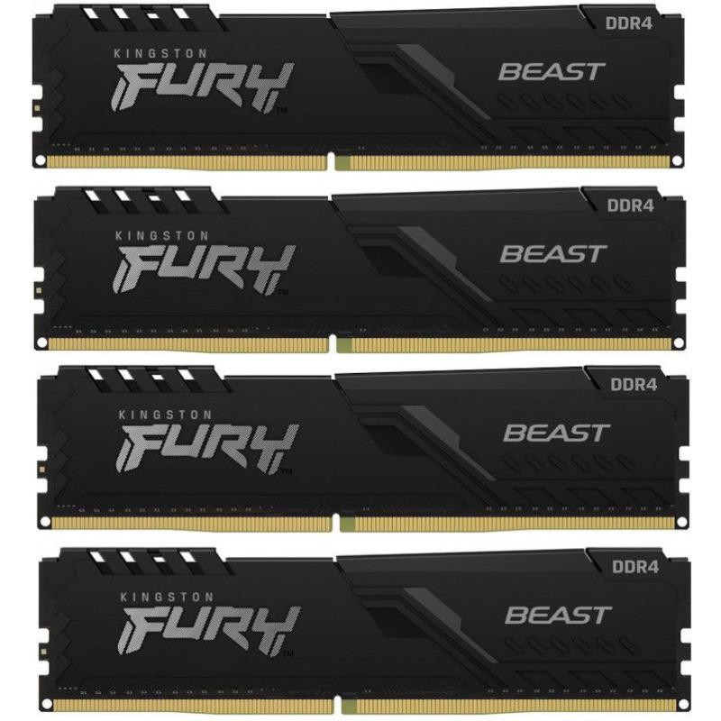 Memorie DDR Kingston Fury Beast DDR4 16 GB, frecventa 2666 MHz, 4 GB x 4 module, radiator, "KF426C16BBK4/16"