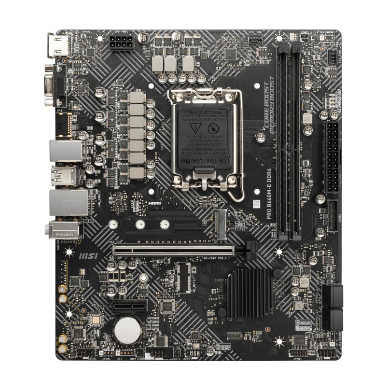 PLACA de BAZA MSI "PRO B660M-E DDR4", skt LGA 1700, mATX, Intel B660, 2 x DDR4, max. 64 GB, 4 x SATA, 1 x M.2, 7.1, "PRO B660M-E