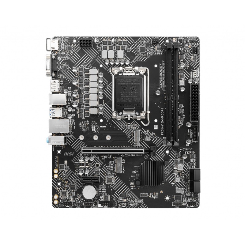 PLACA de BAZA MSI "PRO H610M-G DDR4", skt LGA 1700, mATX, Intel H610, 4 x DDR4, max. 128 GB, 4 x SATA, 1 x M.2, 7.1, "PRO H610M-