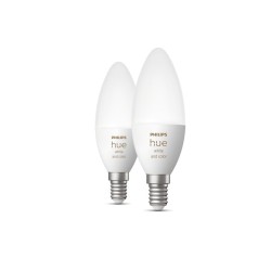 SET 2 becuri smart LED Philips, soclu E14, putere 4W, forma lumanare, lumina alb, multicolora, alimentare 220 - 240 V, "00000871
