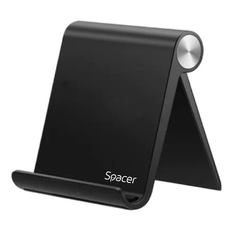 SUPORT telefon SPACER, pliabil, fixare pe birou, universal cu unghi ajustabil, dimensiuni 90 x 70 x 12mm, negru, "SPDH-FLIP-01-B