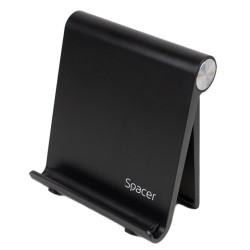 SUPORT telefon SPACER, pliabil, fixare pe birou, universal cu unghi ajustabil, dimensiuni 90 x 70 x 12mm, negru, "SPDH-FLIP-01-B