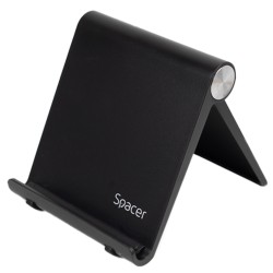SUPORT telefon SPACER, pliabil, fixare pe birou, universal cu unghi ajustabil, dimensiuni 90 x 70 x 12mm, negru, "SPDH-FLIP-01-B