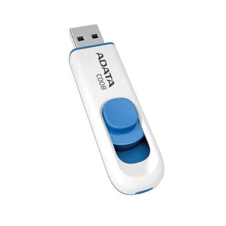 MEMORIE USB 2.0 ADATA 64 GB, retractabila, carcasa plastic, alb / albastru, "AC008-64G-RWE" (timbru verde 0.03 lei)
