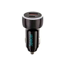 ALIMENTATOR auto SPACER Quick Charge 17W 3.1A max, putere totala 17W, LED ambiental, 1 x USB + 1 x USB Type-C, pt. bricheta auto