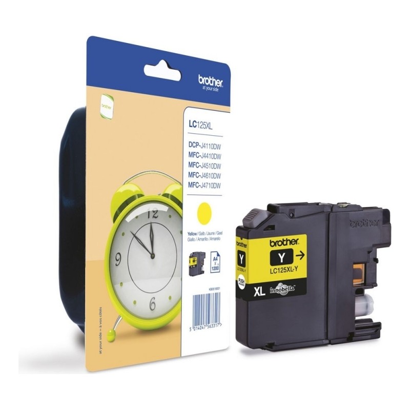 Cartus Cerneala Original Brother Yellow, LC125XLY, pentru DCP-J4110|MFC-J4410|J4510|J4610|J4710|J6520|J6920, 1.2K, (timbru verde