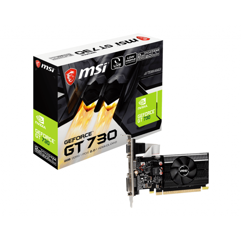 PLACA VIDEO MSI "GeForce GT 730", 2 GB GDDR3 64 biti, PCI Express 2.0 x 16, HDMI VGA DVI-D, sistem racire aer, "N730K-2GD3/LP"