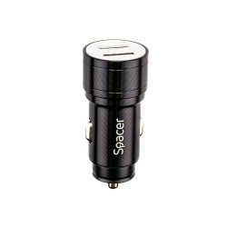 ALIMENTATOR auto SPACER Fast Charge 17W 5V/3.1A max, putere totala 17W, 2 x USB, pt. bricheta auto, black, "SPCC-DUO-02" (timbru