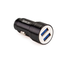 ALIMENTATOR auto SPACER Fast Charge 17W 5V/3.1A max, putere totala 17W, 2 x USB, pt. bricheta auto, black, "SPCC-DUO-02" (timbru