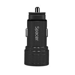 ALIMENTATOR auto SPACER Fast Charge 17W 5V/3.1A max, putere totala 17W, 2 x USB, pt. bricheta auto, black, "SPCC-DUO-02" (timbru