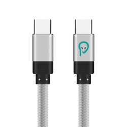 CABLU alimentare si date SPACER, pt. smartphone, USB Type-C (T) la USB Type-C(T), braided, ambalaj punga, 1m, silver "SPDC-TYPEC