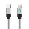 CABLU alimentare si date SPACER, pt. smartphone, USB Type-C (T) la Iphone Lightning (T), braided, retail pack, 1.8m, silver "SPD