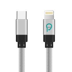 CABLU alimentare si date SPACER, pt. smartphone, USB Type-C (T) la Iphone Lightning (T), braided, retail pack, 1.8m, silver "SPD