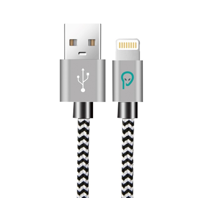 CABLU alimentare si date SPACER, pt. smartphone, USB 2.0 (T) la Lightning (T), pentru Iphone,braided, retail pack, 1.8m, zebra,"