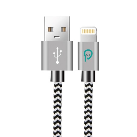 CABLU alimentare si date SPACER, pt. smartphone, USB 2.0 (T) la Lightning (T), pentru Iphone,braided, retail pack, 1.8m, zebra,"