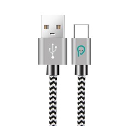 CABLU alimentare si date SPACER, pt. smartphone, USB 3.0 (T) la Type-C (T), 2.1A,  braided, retail pack, 1.8m, zebra,"SPDC-TYPEC