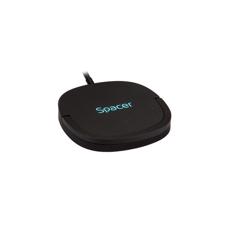 ALIMENTATOR wireless SPACER, Quick Charge 15W Qi, conector Type-C, rol de stand prin prindere magnetica, negru "SPAR-WCHGQ-02" (