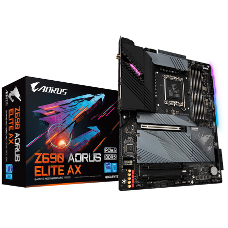 PLACA de BAZA Gigabyte "Z690 AORUS ELITEAX", skt LGA 1700, ATX, Intel Z690, 4 x DDR5, max. 128 GB, 6 x SATA, 4 x M.2, 7.1, "Z690