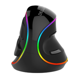 MOUSE DELUX, PC sau NB, cu fir, USB, optic, 4000 dpi, butoane/scroll 6/1, ergonomic, RGB light, negru, "M618PLUS-RGB-BK" (timbru