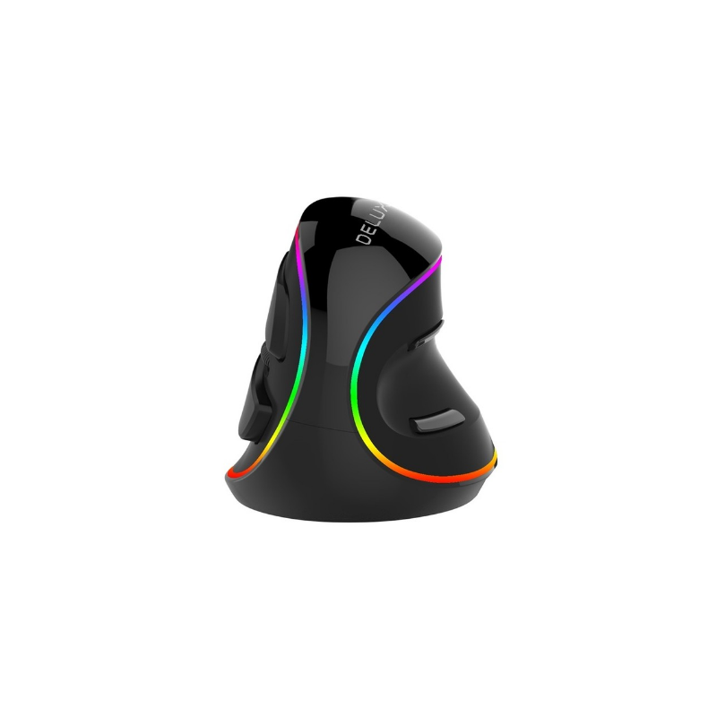 MOUSE DELUX, PC sau NB, cu fir, USB, optic, 4000 dpi, butoane/scroll 6/1, ergonomic, RGB light, negru, "M618PLUS-RGB-BK" (timbru