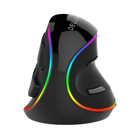 MOUSE DELUX, PC sau NB, cu fir, USB, optic, 4000 dpi, butoane/scroll 6/1, ergonomic, RGB light, negru, "M618PLUS-RGB-BK" (timbru