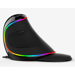MOUSE DELUX, PC sau NB, cu fir, USB, optic, 4000 dpi, butoane/scroll 6/1, ergonomic, RGB light, negru, "M618PLUS-RGB-BK" (timbru