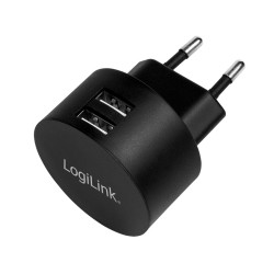 ALIMENTATOR retea 220V LOGILINK, universal, 2 x USB-A, maxim 2.1A, 10.5W, suport OCP/OVP/OHP/SCP, negru, "PA0218" (timbru verde 