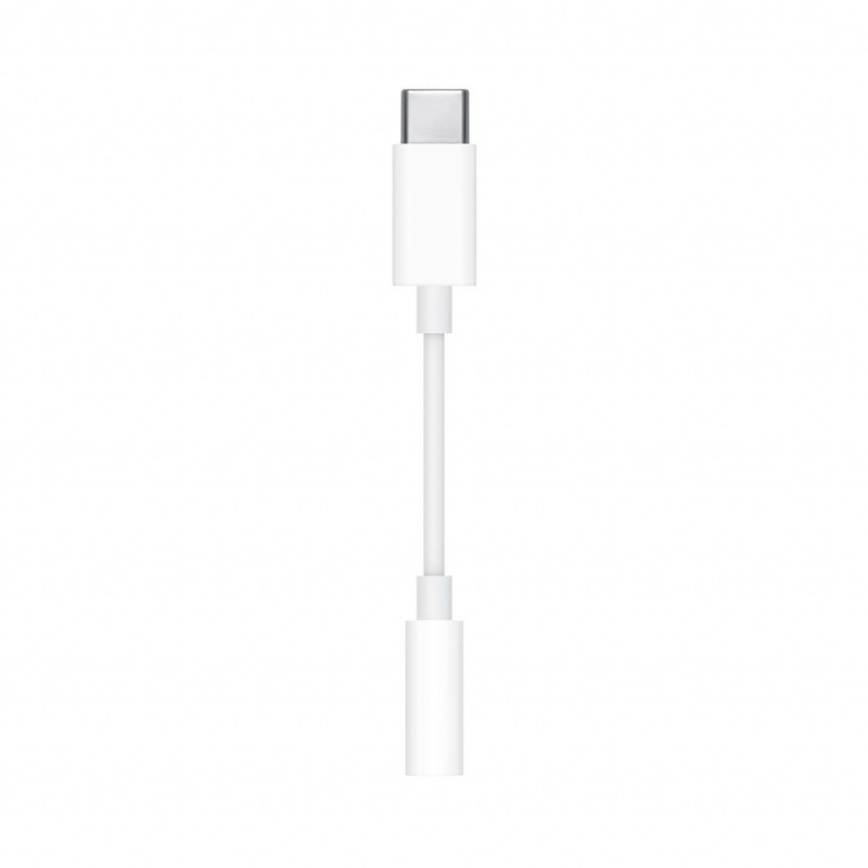 CABLU adaptor audio smartphone Apple, USB Type-C (T) la Jack 3.5 mm (M), cauciuc, lungime 0.1 m, alb, "mu7e2zm/a" (timbru verde 