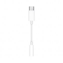 CABLU adaptor audio smartphone Apple, USB Type-C (T) la Jack 3.5 mm (M), cauciuc, lungime 0.1 m, alb, "mu7e2zm/a" (timbru verde 