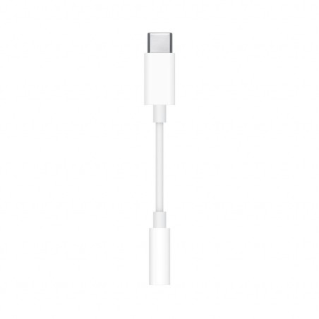 CABLU adaptor audio smartphone Apple, USB Type-C (T) la Jack 3.5 mm (M), cauciuc, lungime 0.1 m, alb, "mu7e2zm/a" (timbru verde 