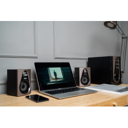 BOXE SPACER 2.1, RMS: 30W (2 x 5W + 20W), bluetooth telecomanda wireless, control volum, bass, treble, subwoofer lemn MDF, radio