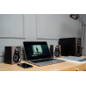 BOXE SPACER 2.1, RMS: 30W (2 x 5W + 20W), bluetooth telecomanda wireless, control volum, bass, treble, subwoofer lemn MDF, radio