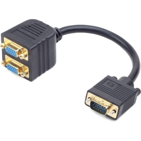 CABLU video GEMBIRD, splitter VGA (T) la 2 x VGA (M), 20cm, negru, "CC-VGAX2-20CM" (timbru verde 0.18 lei)