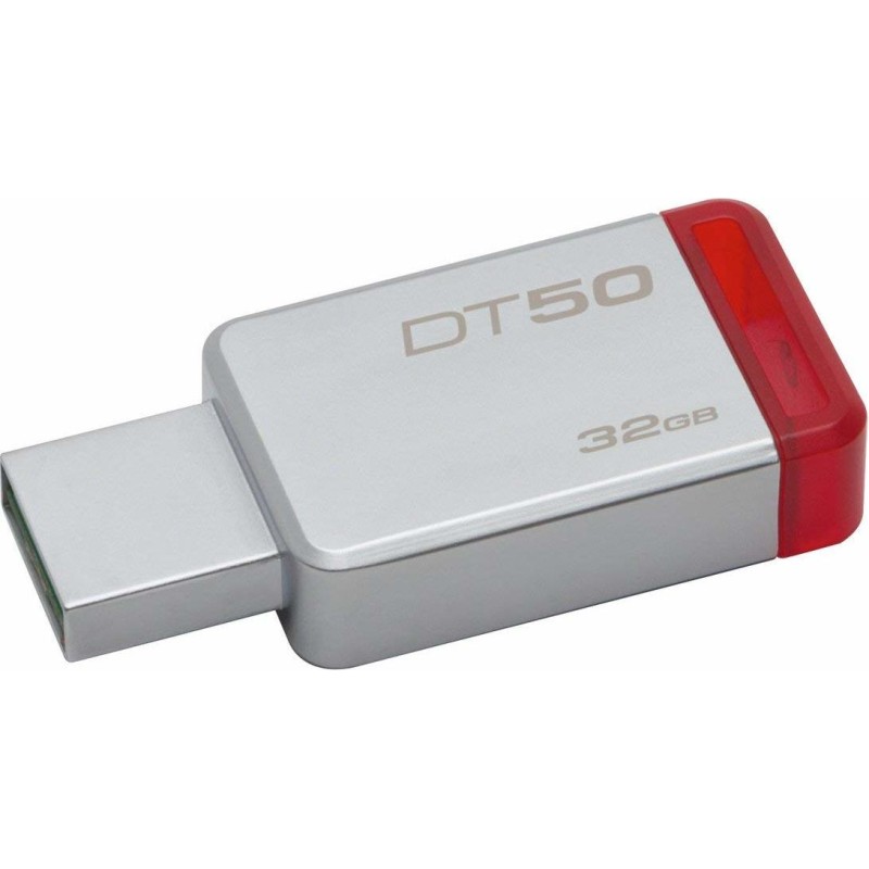 MEMORIE USB 3.1 KINGSTON 32 GB, profil mic, carcasa metalic, argintiu, "DT50/32GB" (timbru verde 0.03 lei)
