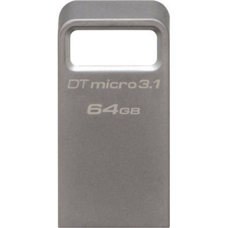 MEMORIE USB 3.1 KINGSTON 64 GB, profil mic, carcasa metalic, argintiu, "DTMC3/64GB" (timbru verde 0.03 lei)
