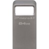 MEMORIE USB 3.1 KINGSTON 64 GB, profil mic, carcasa metalic, argintiu, "DTMC3/64GB" (timbru verde 0.03 lei)