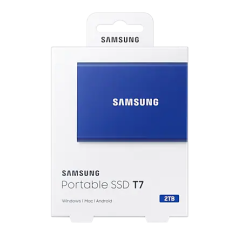 SSD. extern SAMSUNG T7, 2TB, USB 3.2 gen 1, R/W: 1050/1000 MB/s, albastru, "MU-PC2T0H/WW" (timbru verde 0.18 lei)