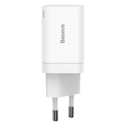 INCARCATOR retea Baseus Super Si Pro, Quick Charge 30W, 1 x USB 5V/3A, 1 x USB Type-C 5V/3A, alb "CCSUPP-E02" (timbru verde 0.18