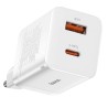 INCARCATOR retea Baseus Super Si Pro, Quick Charge 30W, 1 x USB 5V/3A, 1 x USB Type-C 5V/3A, alb "CCSUPP-E02" (timbru verde 0.18