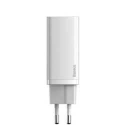 INCARCATOR retea Baseus GaN2 Lite, Quick Charge 65W, 1 x USB 5V/3A, 1 x USB Type-C 5V/3A, alb "CCGAN2L-B02" (timbru verde 0.18 l
