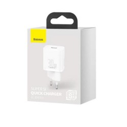 INCARCATOR retea Baseus Super Si, Quick Charge 30W, 1 x USB Type-C 5V/3A, alb "CCSUP-J02" (timbru verde 0.18 lei) - 695315620507