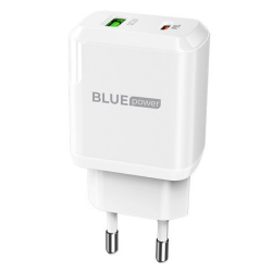 Incarcator Retea cu cablu USB Type C - Lightning Blue Power BLN5, PD20W+QC3.0, 1 X USB - 1 X USB Tip-C, Alb  "311346" (timbru ve
