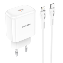 Incarcator Retea cu cablu Lightning Blue Power BBN3, Quick Charge, 20W, 1 X USB Tip-C, Alb  "314524" (timbru verde 0.18 lei)
