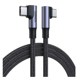 CABLU alimentare si date Ugreen, "US335", Fast Charging pt. smartphone, USB Type-C la USB Type-C 100W/5A Complete Angled 90°, br