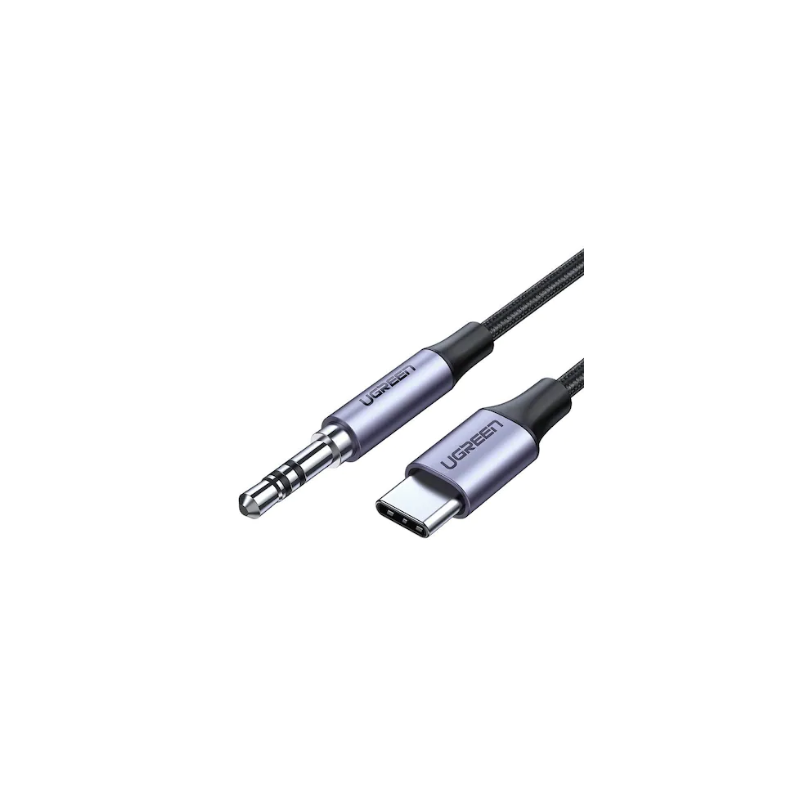 CABLU Ugreen, "AV143", USB Type-C(T) to Jack 3.5mm(T),nu are chip DAC, lungime 1m, gri "30633" (timbru verde 0.08 lei) - 6957303