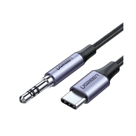 CABLU Ugreen, "AV143", USB Type-C(T) to Jack 3.5mm(T),nu are chip DAC, lungime 1m, gri "30633" (timbru verde 0.08 lei) - 6957303