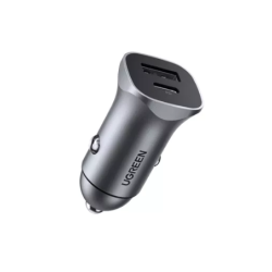 INCARCATOR auto Ugreen, "CD130" 1 x USB Output 5V/2.4A si 1 x USB Type-C Output 5V/3A, total output 18W, pt. bricheta auto, gri 