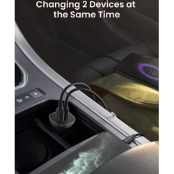 INCARCATOR auto Ugreen, "CD130" 1 x USB Output 5V/2.4A si 1 x USB Type-C Output 5V/3A, total output 18W, pt. bricheta auto, gri 