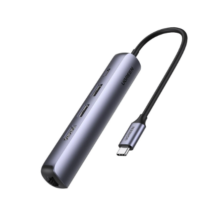 DOCKING Station Ugreen Ultra Slim, "CM418" conectare PC USB Type-C, USB 3.0 x 2|HDMI x 1/4K/30Hz|RJ-45 Gigabit LANx1|USB Type Cx