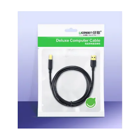 CABLU USB Ugreen pt. imprimanta, "US135" USB 2.0 (T) la USB 2.0 Type-B (T), 1m, conectori auriti, negru, "20846" (timbru verde 0